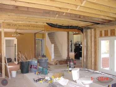 Existing home support beam addition after removing exterior wall